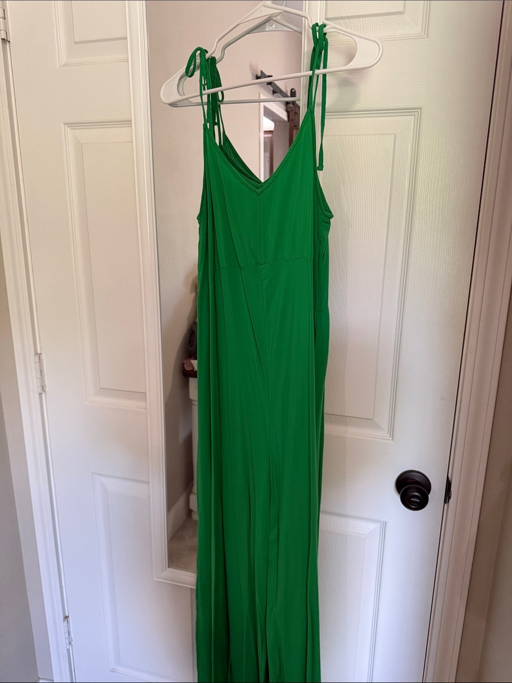 Green Tie-Shoulder Jumpsuit